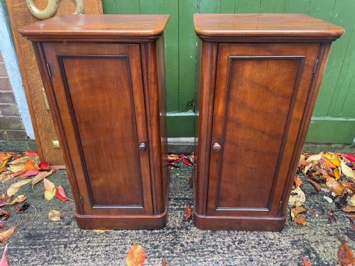 fig 1. Pair of high quality mid C19th mahogany bedside pedestal cupboards.