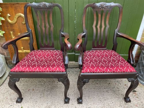 PAIR OF C19TH GEORGE II PERIOD REVIVAL MAHOGANY ARMCHAIRS PROBABLY IRISH - ADDITIONAL PHOTO 11