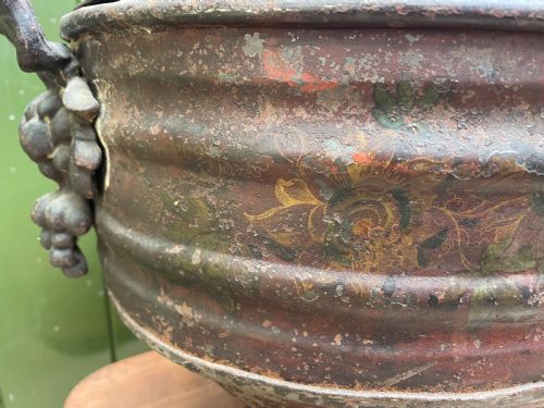 SCARCE EARLY C19TH PONTYPOOL TYPE JAPANNED DECORATED TINWARE LIDDED WINECOOLER - ADDITIONAL PHOTO 21