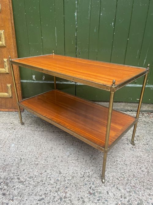 EARLY C20TH BRASSFRAMED RECTANGULAR 2TIER SATINWOOD LOW ETAGERE TABLE - ADDITIONAL PHOTO 7