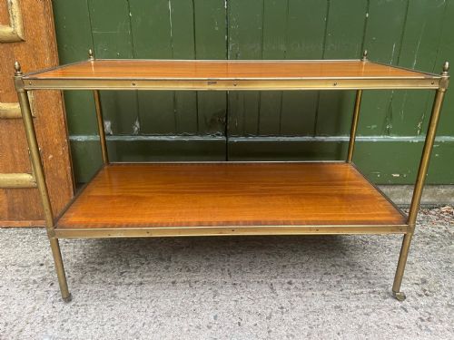 EARLY C20TH BRASSFRAMED RECTANGULAR 2TIER SATINWOOD LOW ETAGERE TABLE - ADDITIONAL PHOTO 11
