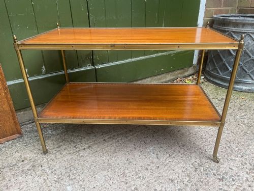 EARLY C20TH BRASSFRAMED RECTANGULAR 2TIER SATINWOOD LOW ETAGERE TABLE - ADDITIONAL PHOTO 12