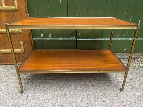EARLY C20TH BRASSFRAMED RECTANGULAR 2TIER SATINWOOD LOW ETAGERE TABLE - ADDITIONAL PHOTO 13