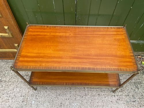 EARLY C20TH BRASSFRAMED RECTANGULAR 2TIER SATINWOOD LOW ETAGERE TABLE - ADDITIONAL PHOTO 10