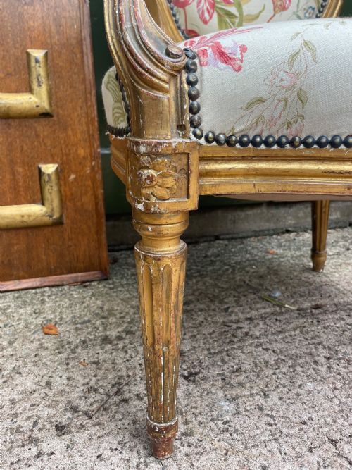 PAIR OF MID C19TH FRENCH GILTWOOD SALON ARMCHAIRS IN THE C18TH LOUIS XVI STYLE - ADDITIONAL PHOTO 10