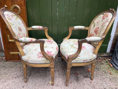 PAIR OF MID C19TH FRENCH GILTWOOD SALON ARMCHAIRS IN THE C18TH LOUIS XVI STYLE - ADDITIONAL PHOTO 12