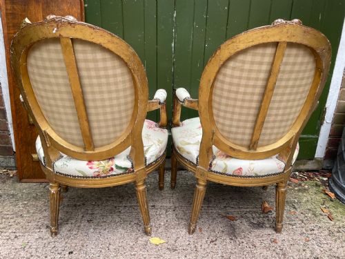 PAIR OF MID C19TH FRENCH GILTWOOD SALON ARMCHAIRS IN THE C18TH LOUIS XVI STYLE - ADDITIONAL PHOTO 13