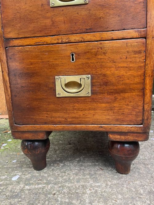 fig 2. C19th mahogany naval or military campaign pedestal desk .