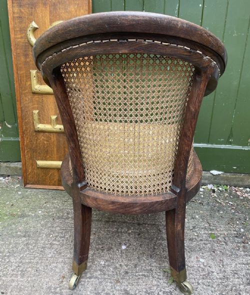 EARLY C19TH REGENCY PERIOD SIMULATED OR FAUX ROSEWOOD FRAMED BERGERE LIBRARY ARMCHAIR - ADDITIONAL PHOTO 5