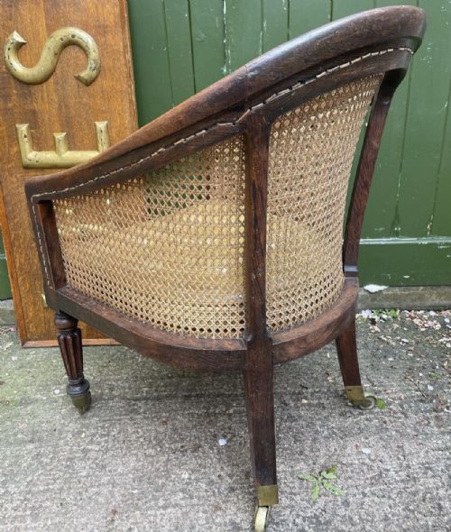 EARLY C19TH REGENCY PERIOD SIMULATED OR FAUX ROSEWOOD FRAMED BERGERE LIBRARY ARMCHAIR - ADDITIONAL PHOTO 8