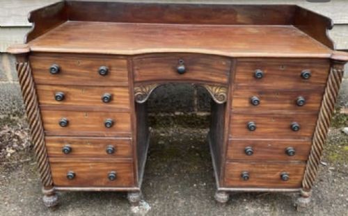 EARLY C19TH REGENCY MAHOGANY CONCAVEFRONT KNEEHOLE DRESSING TABLE OR WASHSTAND - ADDITIONAL PHOTO 4
