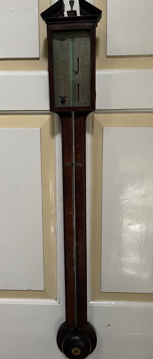 fig 1. Late C18th George III mahogany ‘stick’ barometer by Fasana of Bath .