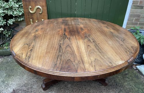 fig 4. Large early C19th George IV period 60” diameter rosewood dining or centre table .