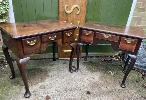 Rare ‘Matched’ Pair of Mid C18th George II Period Mahogany Cabriole-leg Low-boys .