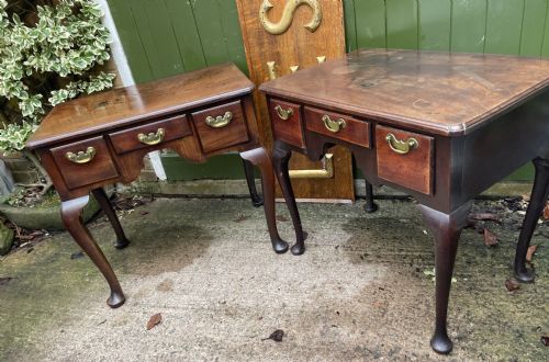 fig 1. Rare ‘matched’ pair of mid C18th George II period mahogany cabriole-leg low-boys .