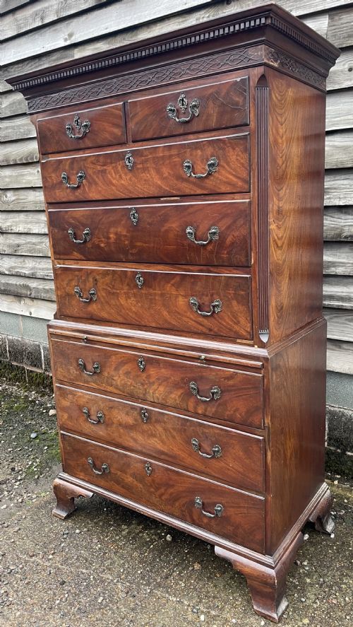 fig 1. Fine mid C18th George II Chippendale period mahogany chest-on-chest .
