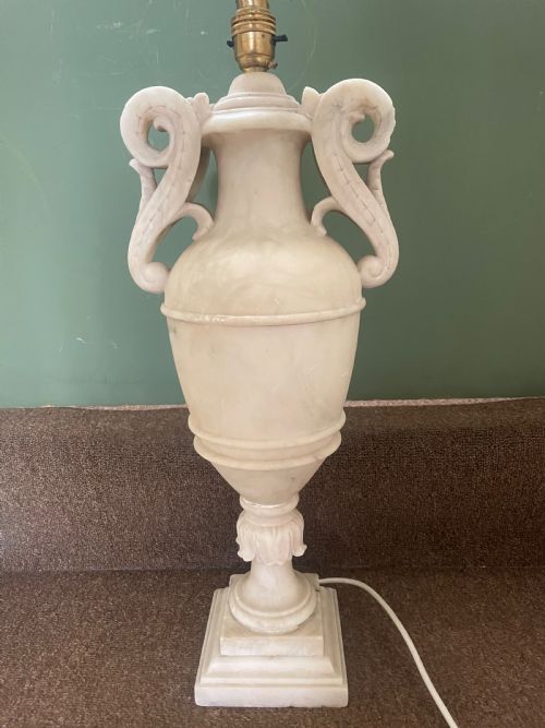Large Late C19th/ Early C20th Italian Carved Alabaster Lamp .