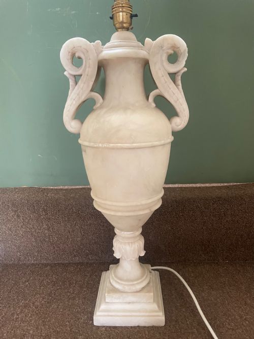 fig 1. Large late C19th/ early C20th Italian carved alabaster lamp .