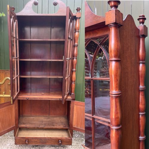 EARLY C19TH REGENCY PERIOD MAHOGANY BOOKCASE CABINET OF UNUSUAL FORM AND DESIGN - ADDITIONAL PHOTO 17