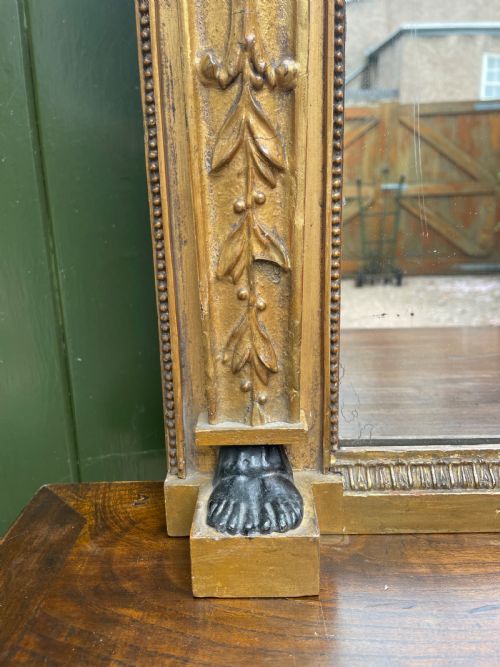 A STYLISH EARLY C19TH REGENCY PERIOD GILTWOOD FRAMED OVERMANTEL MIRROR IN THE FASHIONABLE RETOUR DEGYPTE TASTE OF THE ERA - ADDITIONAL PHOTO 7