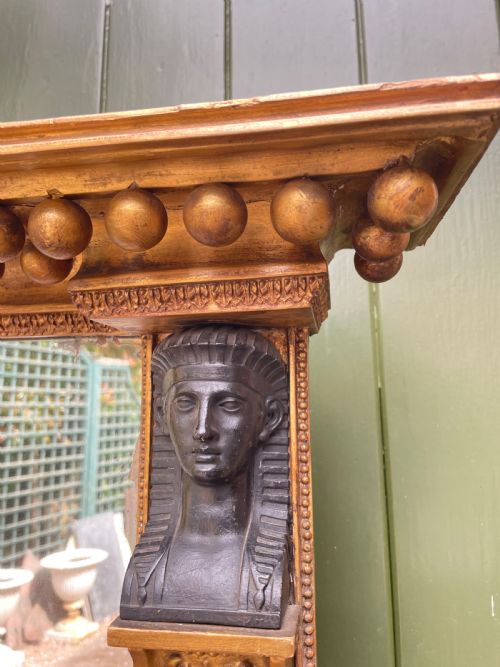 A STYLISH EARLY C19TH REGENCY PERIOD GILTWOOD FRAMED OVERMANTEL MIRROR IN THE FASHIONABLE RETOUR DEGYPTE TASTE OF THE ERA - ADDITIONAL PHOTO 16