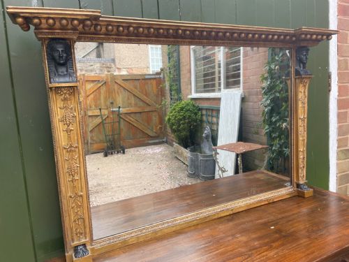 A STYLISH EARLY C19TH REGENCY PERIOD GILTWOOD FRAMED OVERMANTEL MIRROR IN THE FASHIONABLE RETOUR DEGYPTE TASTE OF THE ERA - ADDITIONAL PHOTO 17