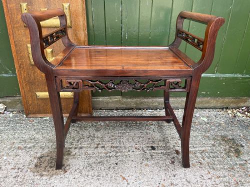 LATE C19TH EARLY C20TH CHINESE QING DYNASTY CARVED HARDWOOD HUALI DRESSING STOOL OR WINDOW SEAT - ADDITIONAL PHOTO 3