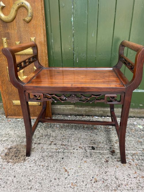 LATE C19TH EARLY C20TH CHINESE QING DYNASTY CARVED HARDWOOD HUALI DRESSING STOOL OR WINDOW SEAT - ADDITIONAL PHOTO 10