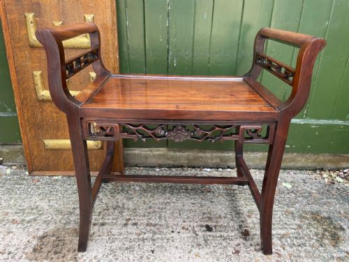 LATE C19TH EARLY C20TH CHINESE QING DYNASTY CARVED HARDWOOD HUALI DRESSING STOOL OR WINDOW SEAT - ADDITIONAL PHOTO 12
