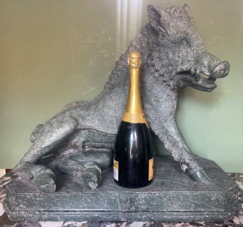 fig 2. Large scale C19th Italian ‘Grand Tour’ souvenir carved ‘prato verde’ serpentine marble sculpture reduction copy, after the antique, known as “Il Porcellino” or The Uffizi Boar.