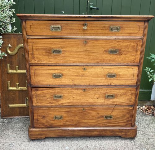 C19TH CHINESE EXPORT TRADE CAMPHORWOOD 2SECTION MILITARY CAMPAIGN CHESTOFDRAWERS - ADDITIONAL PHOTO 2