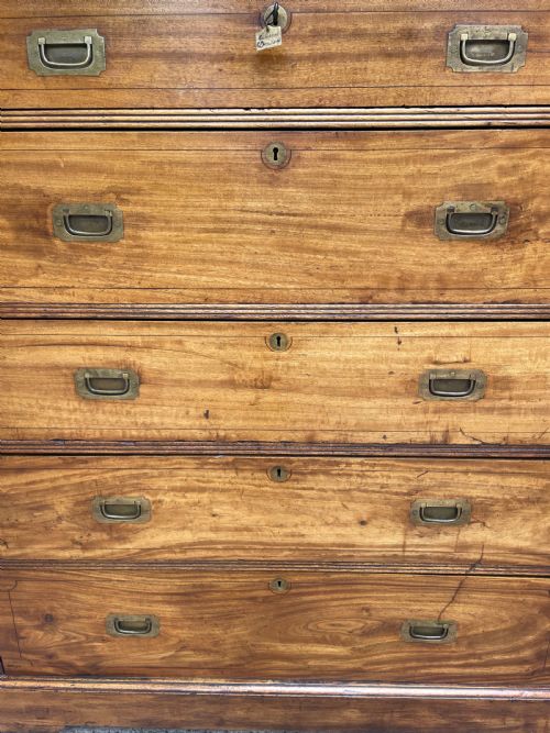 C19TH CHINESE EXPORT TRADE CAMPHORWOOD 2SECTION MILITARY CAMPAIGN CHESTOFDRAWERS - ADDITIONAL PHOTO 9