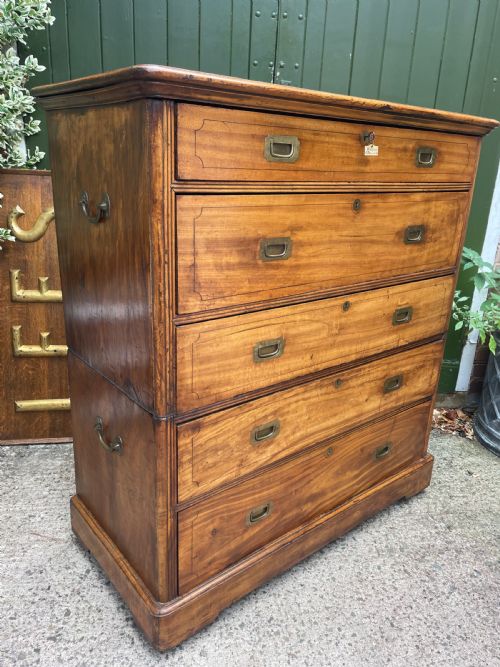 C19TH CHINESE EXPORT TRADE CAMPHORWOOD 2SECTION MILITARY CAMPAIGN CHESTOFDRAWERS - ADDITIONAL PHOTO 13