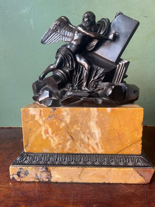 fig 1. Early C19th French classical bronze study mounted on a ‘giallo di siena’ marble plinth base , probably depicting Chronos .