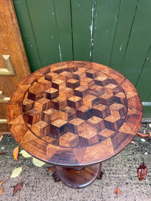 SMART EARLY C19TH WILLIAM IV PERIOD PARQUETRY TOP CIRCULAR OCCASIONAL TABLE - ADDITIONAL PHOTO 2