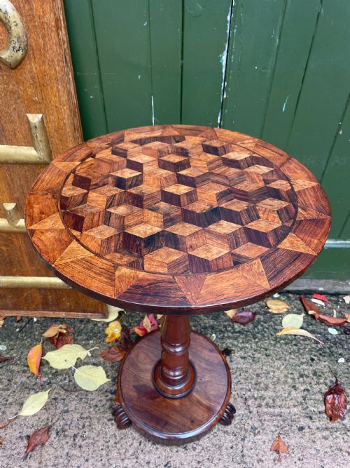SMART EARLY C19TH WILLIAM IV PERIOD PARQUETRY TOP CIRCULAR OCCASIONAL TABLE - ADDITIONAL PHOTO 9
