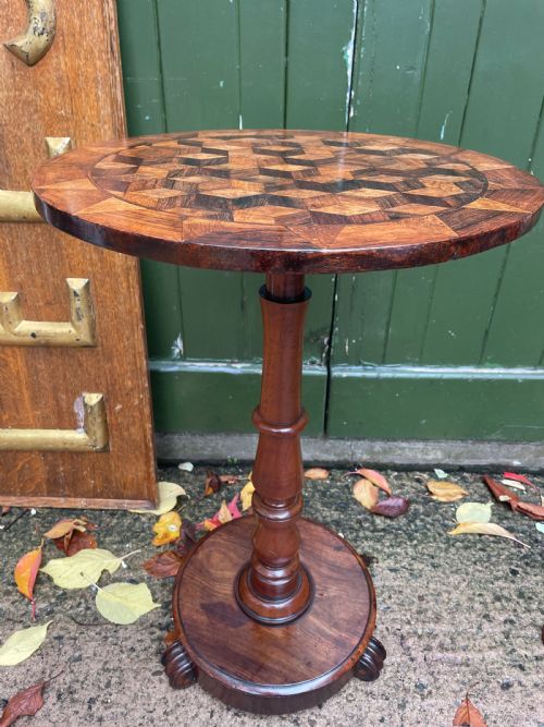 SMART EARLY C19TH WILLIAM IV PERIOD PARQUETRY TOP CIRCULAR OCCASIONAL TABLE - ADDITIONAL PHOTO 10