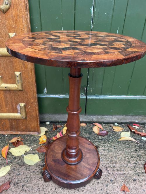 SMART EARLY C19TH WILLIAM IV PERIOD PARQUETRY TOP CIRCULAR OCCASIONAL TABLE - ADDITIONAL PHOTO 11