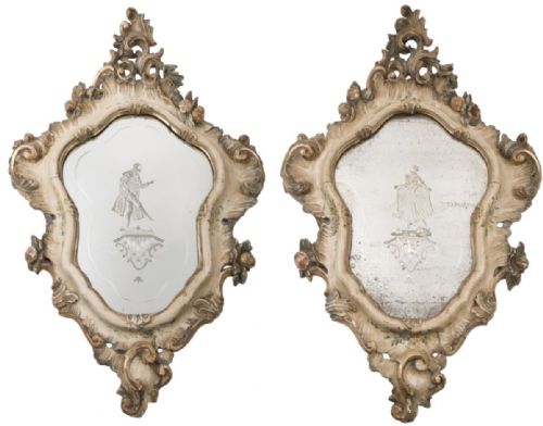 PAIR OF HIGHLY DECORATIVE C19TH ITALIAN VENETIAN ROCOCO STYLE POLYCHROME AND CARVED GILTWOOD MIRRORS IN THE C18TH TASTE - ADDITIONAL PHOTO 18