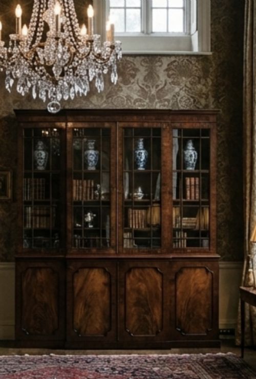 FINE EARLY C19TH GEORGE IV PERIOD MAHOGANY BREAKFRONT LIBRARY BOOKCASE - ADDITIONAL PHOTO 30