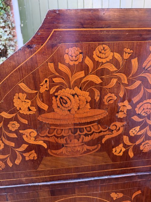 LATE C18TH EARLY C19TH DUTCH FLORAL MARQUETRY INLAID WALNUT BUREAU - ADDITIONAL PHOTO 10