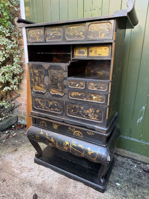 LATE C19TH JAPANESE MEIJI PERIOD LACQUER SHODANA CABINETONSTAND - ADDITIONAL PHOTO 4