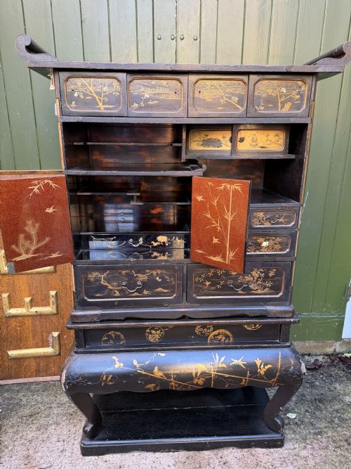 LATE C19TH JAPANESE MEIJI PERIOD LACQUER SHODANA CABINETONSTAND - ADDITIONAL PHOTO 9