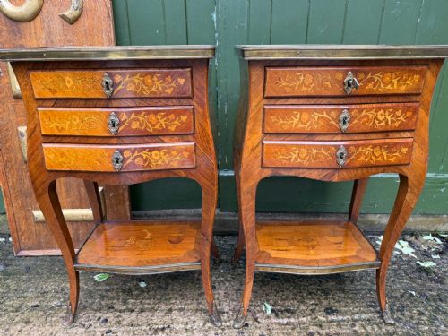 SMART PAIR OF LATE C19TH EARLY C20TH FRENCH ROSEWOOD SATINWOOD AND KINGWOOD MARQUETRY TABLES IN THE C18TH LOUIS XVI PERIOD TASTE - ADDITIONAL PHOTO 2