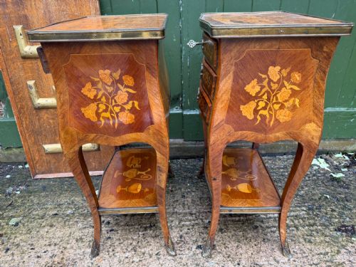SMART PAIR OF LATE C19TH EARLY C20TH FRENCH ROSEWOOD SATINWOOD AND KINGWOOD MARQUETRY TABLES IN THE C18TH LOUIS XVI PERIOD TASTE - ADDITIONAL PHOTO 10