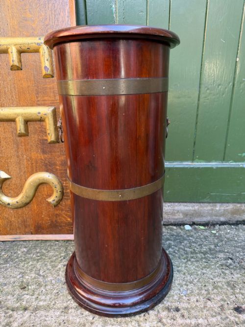 Mid C19th Brass-bound Mahogany Cylindrical Stick and Umbrella Stand .