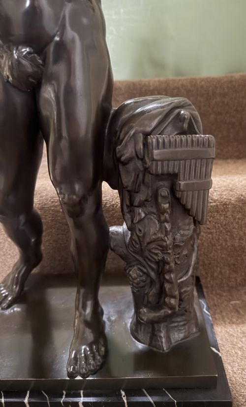fig 1. Large late C19th / early C20th Italian ‘Grand Tour ‘ souvenir bronze study , after the antique, of a Faun and the infant Bacchus.