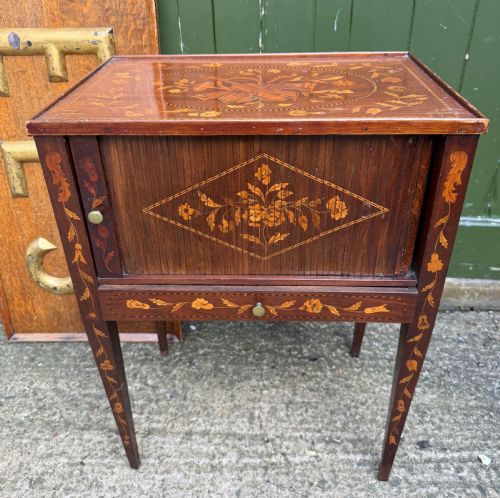 LATE C18TH EARLY C19TH DUTCH FLORAL MARQUETRY INLAID MAHOGANY BEDSIDE CUPBOARD - ADDITIONAL PHOTO 2