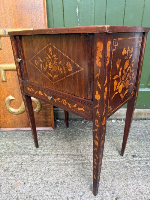LATE C18TH EARLY C19TH DUTCH FLORAL MARQUETRY INLAID MAHOGANY BEDSIDE CUPBOARD - ADDITIONAL PHOTO 10