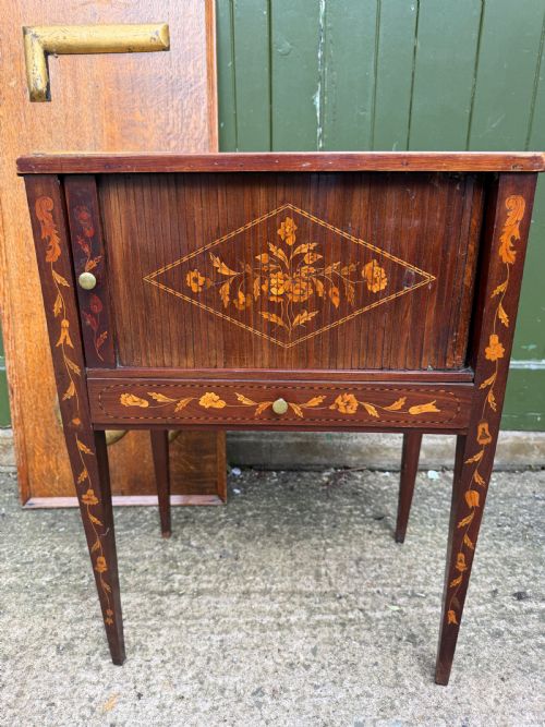 LATE C18TH EARLY C19TH DUTCH FLORAL MARQUETRY INLAID MAHOGANY BEDSIDE CUPBOARD - ADDITIONAL PHOTO 11